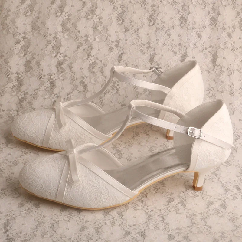 Свадебная кружевная ткань Wedopus Magic Store с Т-образным ремешком и низким каблуком |