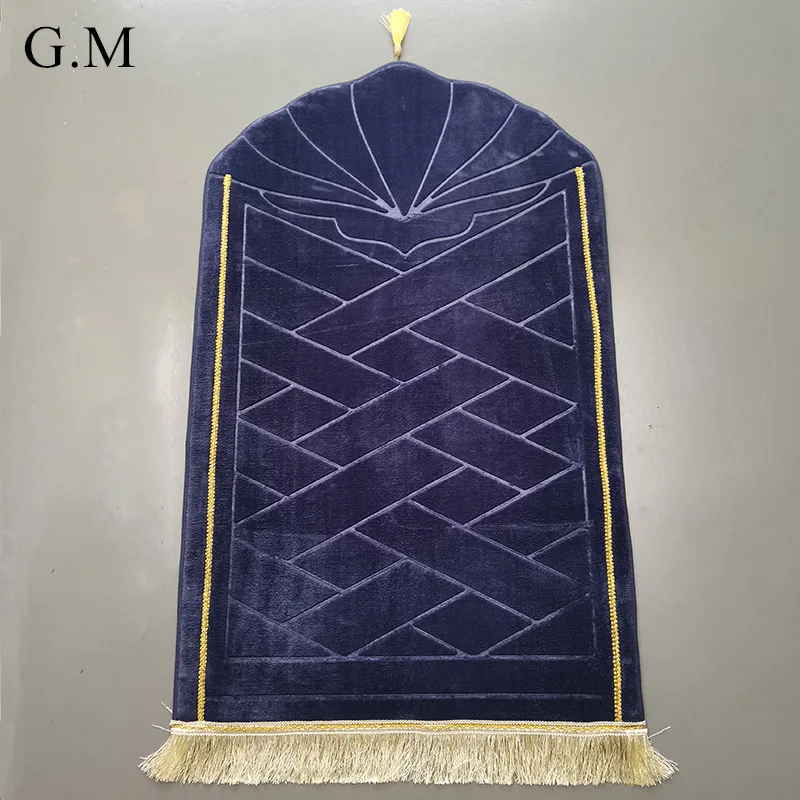 

Flannel Solid Color Irregular Tassels Prayer Mat Thick Soft Prayer Rug Muslim Non Slip Islamic Worship Pad Mats Gift 65X110CM