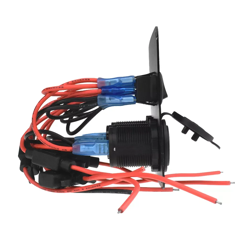 

Switch Panel Car Switch Panel Waterproof Digital Voltmeter Dual USB Port 12V Outlet Combination Marine LED Rocker 5 Gang