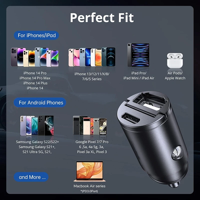 Автомобильное зарядное устройство с двумя портами USB Type C, 200 Вт, зажигалка Quick Charge 4.0 3.0 для iPhone Xiaomi Huawei Samsung, зарядное устройство для телефона с быстрой зарядкой (art.: 3920ccde3ebb3) - 3920ccde3ebb3