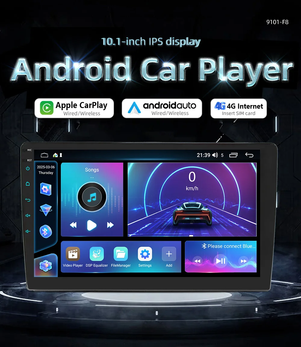 Фото Автомагнитола BQCC 10 дюймов Android с IPS сенсорным экраном, CarPlay, 4G, Wi-Fi, GPS-навигацией и функцией DSP для Hyundai Ix35 (Tucson) 2004-2015 №3