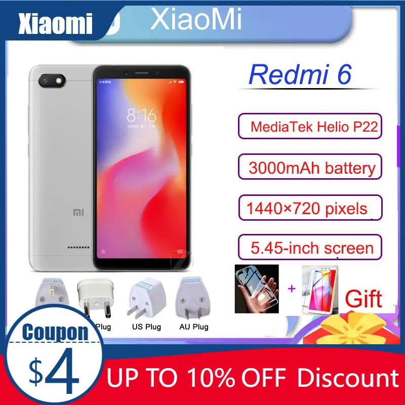 Xiaomi Redmi 6 smartphone 4GB 64GB  googleplay phone with Global framework  Random color with gift