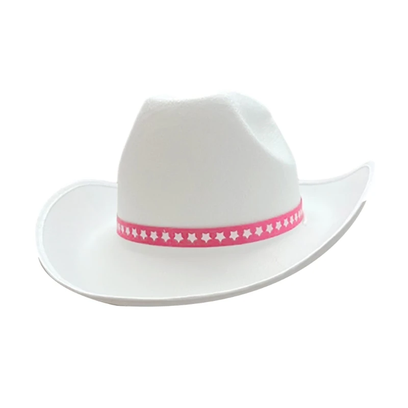 

652F Western White Cowboy Hat Household Decorative Hat Children Adults Costume Cospla