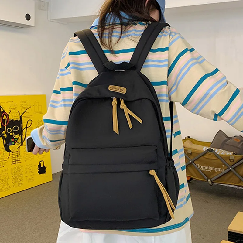 

SEETIC 2021 Solid Color Women Backpack Waterproof Nylon Backpack Women Fashion Laptop Bag Female Student Travel Backpack Women