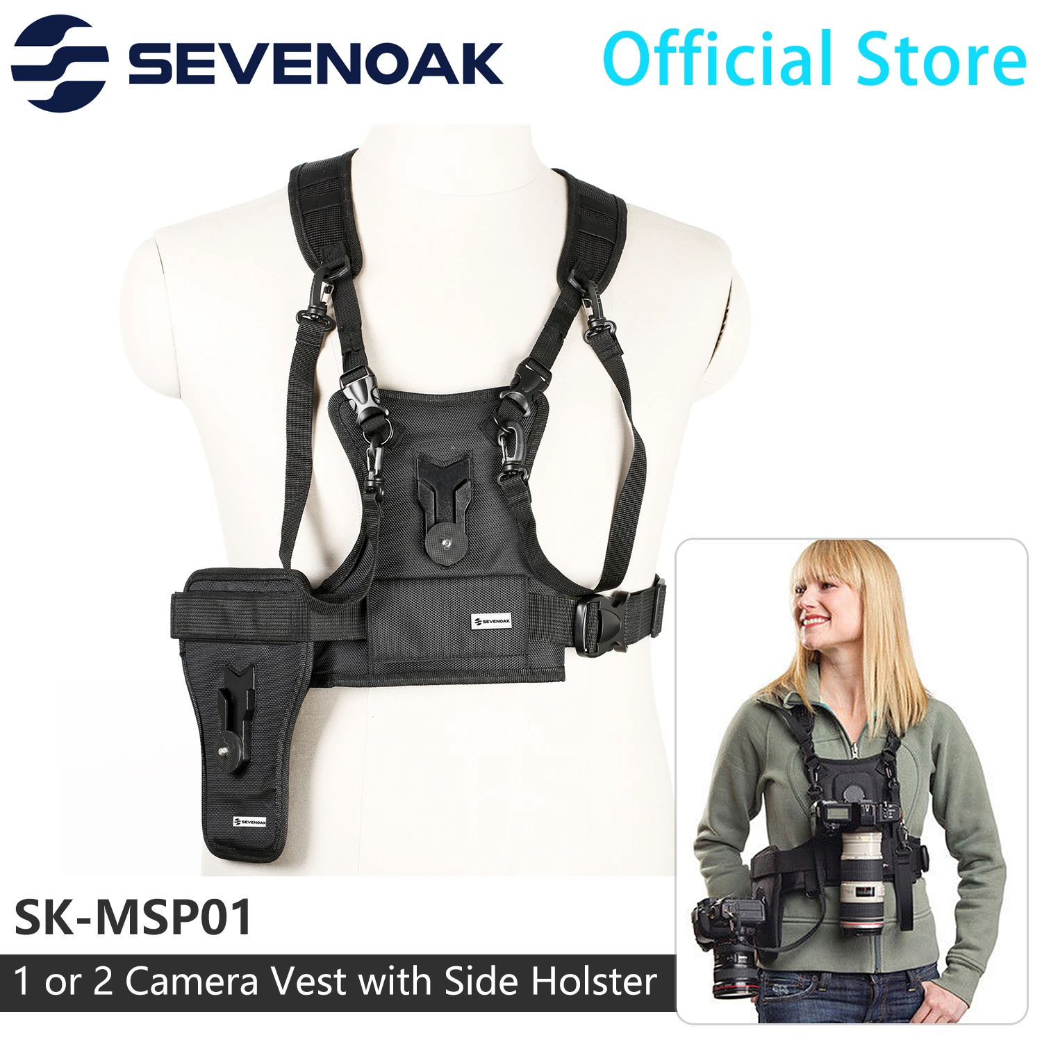Sevenoak SK-MSP01 Double Shoulder Quick Release Neck Belt Camera Carrier Photographer Vest Dual Side Holster Strap for DSLRs