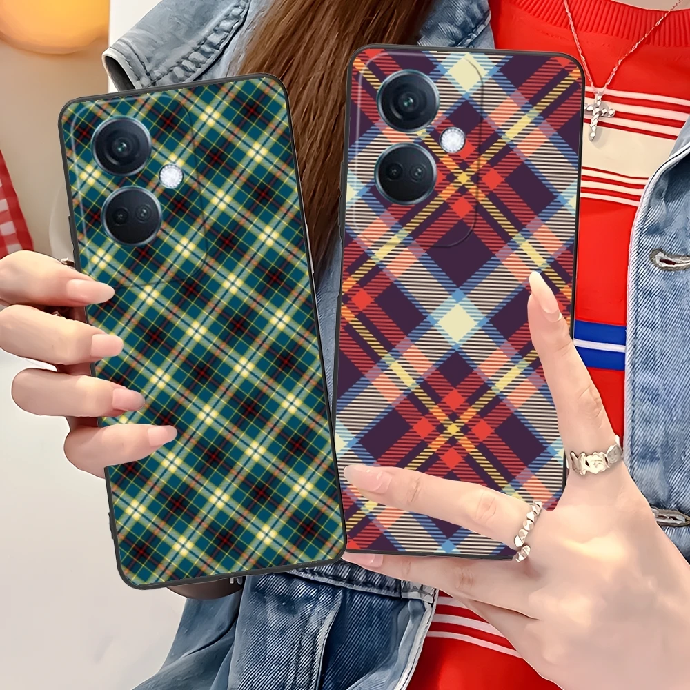 Lattice Grid Texture Mobile Cell Phone Case for OPPO Find X5 X3 X2 A93 Reno 8 7 Pro A74 A72 A53 Black Soft Cover Shell