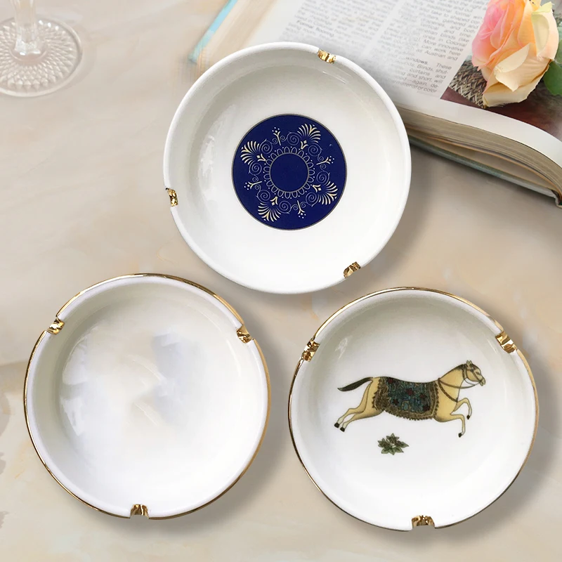 

European Porcelain Ash Tray Luxury Home Smoking Accessories Decorative Horse Ashtray Small Best Gifts For Boyfriend Father's Day