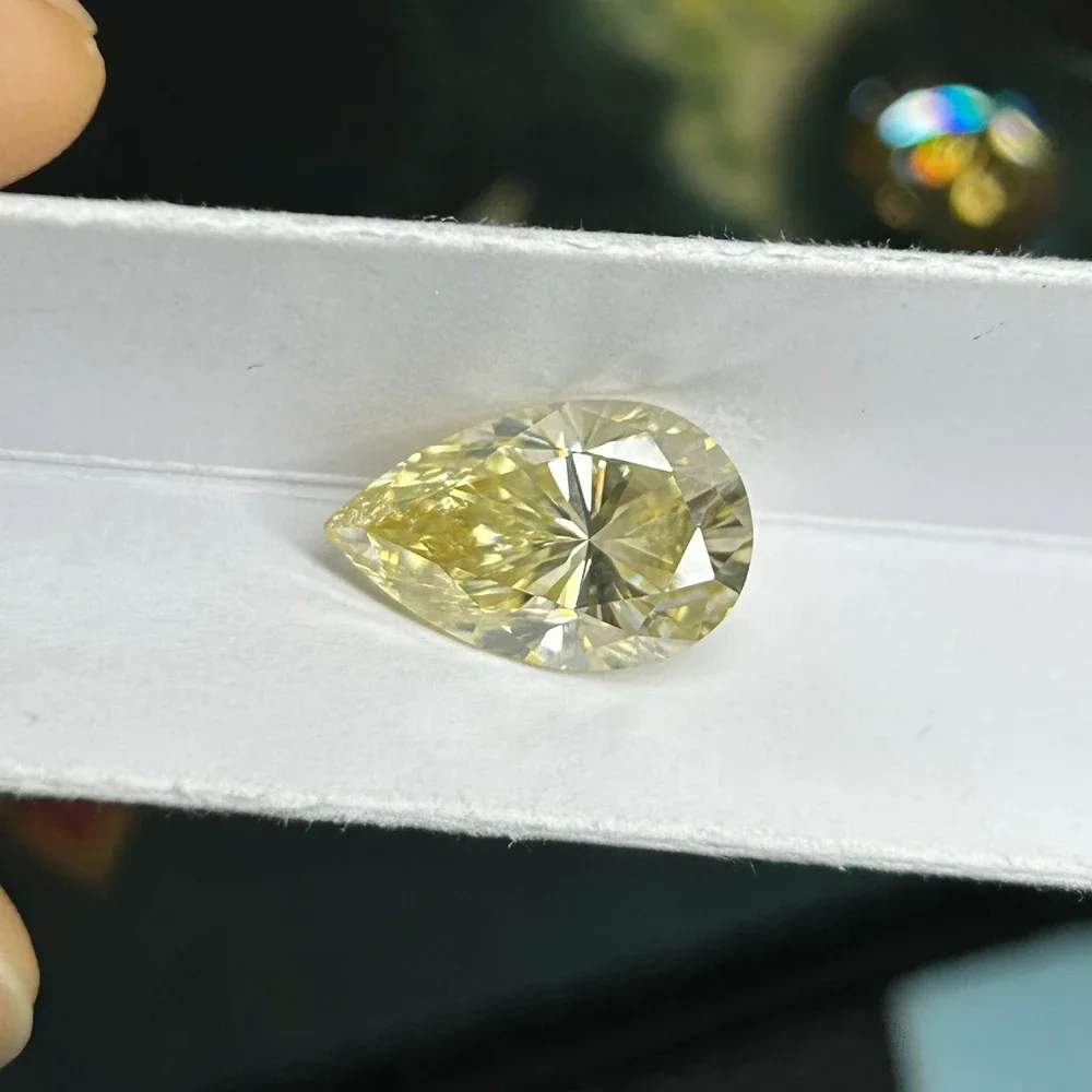 Meisidian камень Муассанит 1-10 карат измельченная груша яркий желтый бриллиант