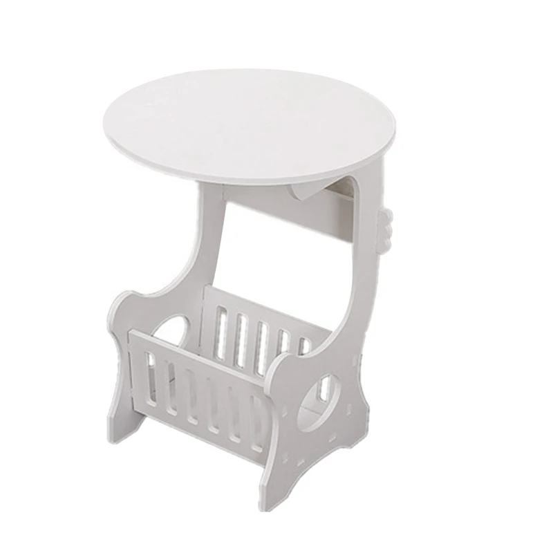 

Маленький пластиковый круглый журнальный столик, домашняя гостиная, стеллаж для хранения, прикроватный столик, белая мебель для дома