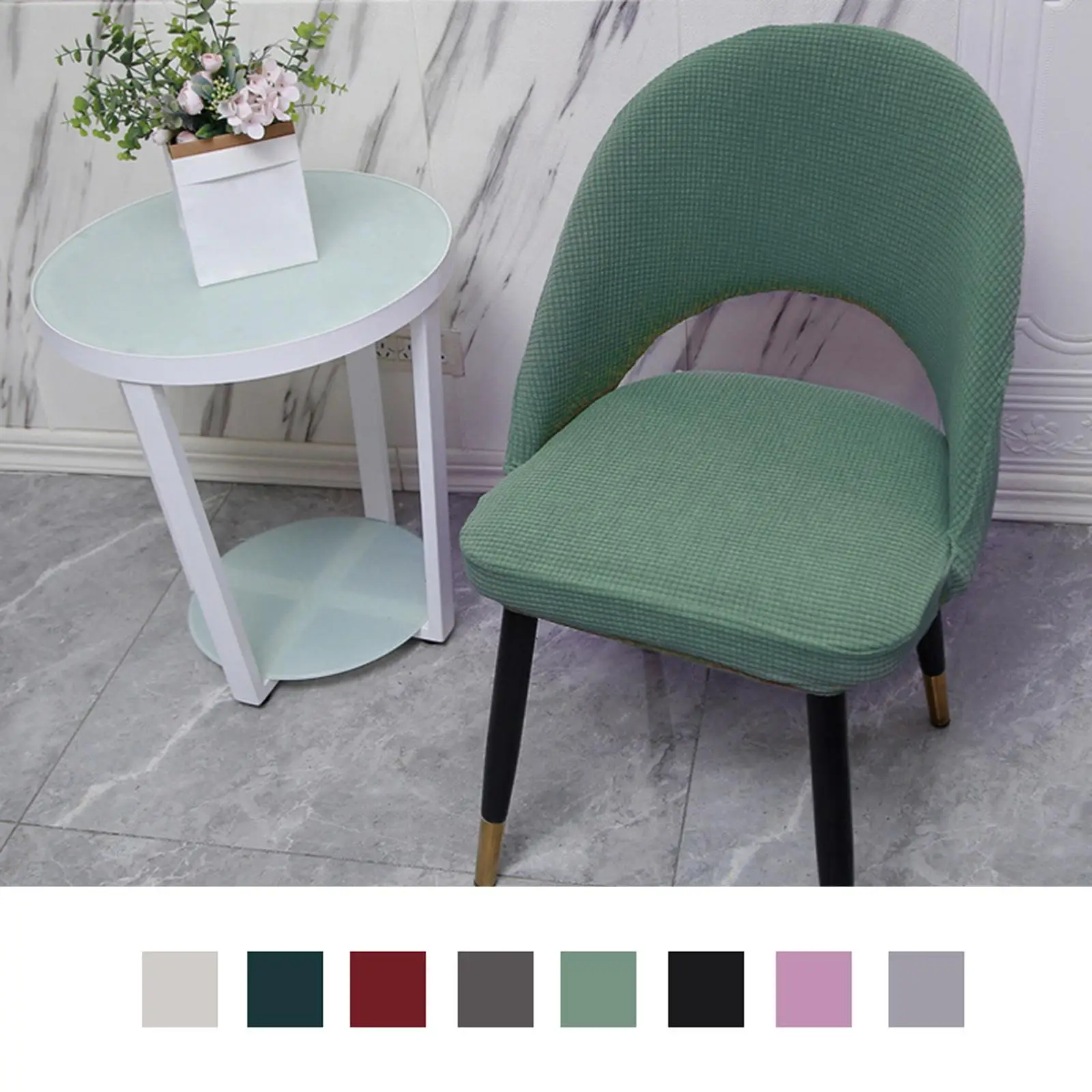 

Short Back Curved Chair Cover Anti-Slip Dinners Home Hotel Arc Slipcover