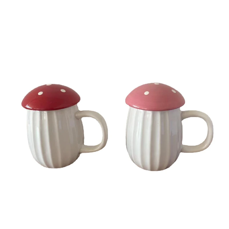 

New Style Creative Mug Cup Cartoon Mushroom Theme Water Bottle Mug Cup Ceramic Material Kupa Bardak Milk Coffee Cup with Lid