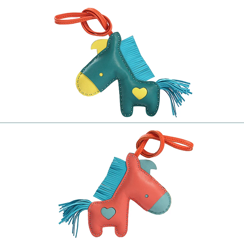 Hand stitched H home love pony pendant sheepskin tassel pendant car key chain pendant car interior jewelry pendant