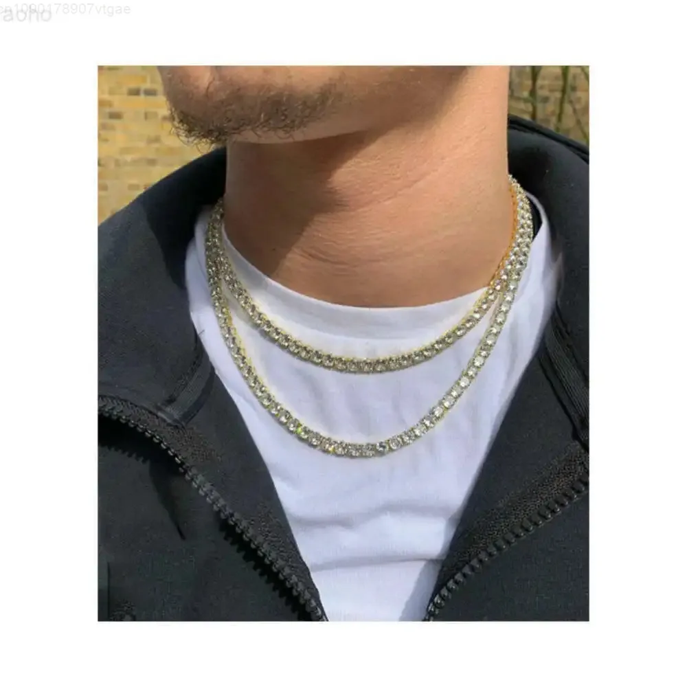 Прибытие Теннисная цепочка 5 мм Vvs Муассанит с бриллиантами и утолщенным