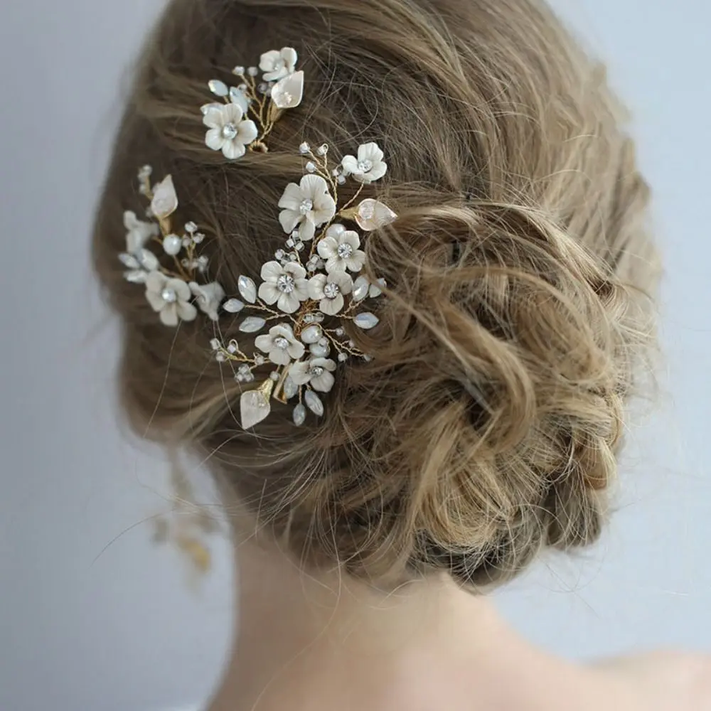 

Hair Accessories Crystal Alloy Leaves Rhinestones Bridal Comb Wedding Headpiece Hair Clips