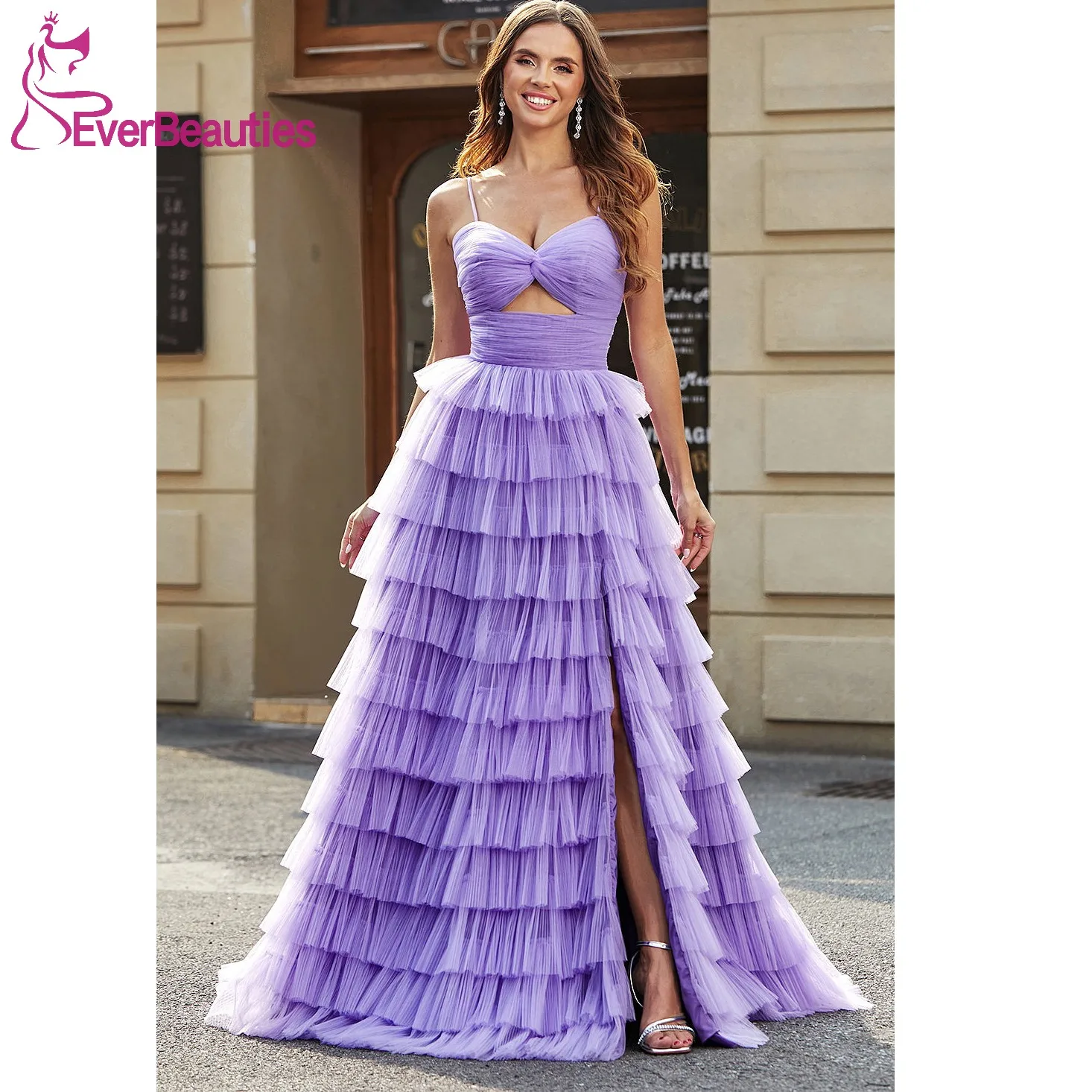 Женское платье для выпускного вечера длинное вечернее милой длины из фатина с