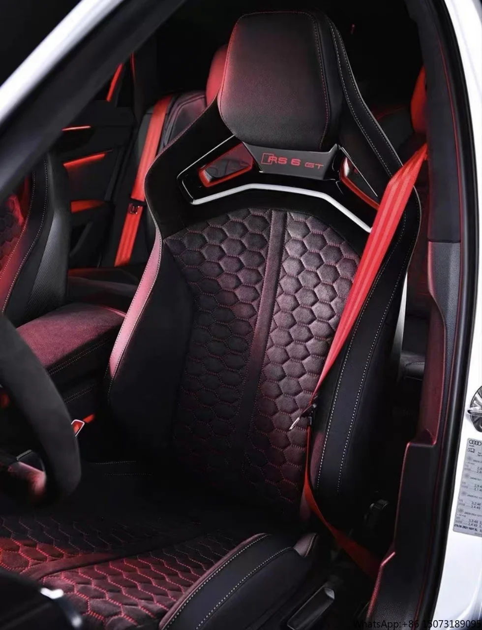 Фото Автомобильные аксессуары: Спортивные гоночные сиденья-ковши RS6 с индивидуальной кожаной обивкой для моделей A3, A4, A5, A6, A7, Q5, Q7, Q8 (обновление) №1