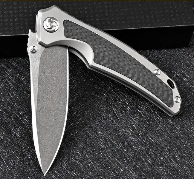 High Quality Folding Knife Titanium Alloy Carbon Fiber  Handle S35vn Steel Outdoor Camping Security Pocket Military Knives-BY63