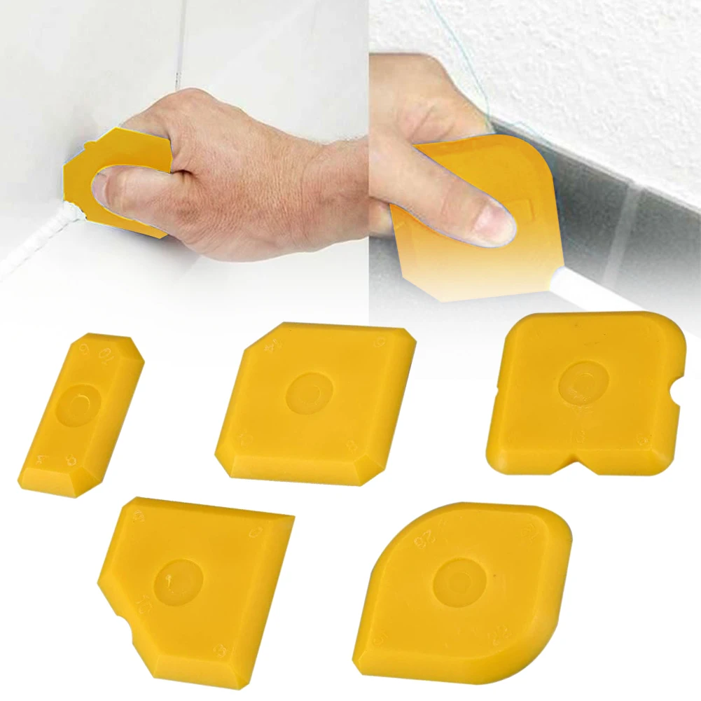 

5PCS Glass Glue Scraper Silicone Sealant Tool Spreader Finish Kit Caulk Tile Grout Applicator Home Cleaning Hand Spatula Tool