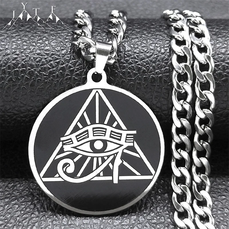 

Egyptian Eye Of Horus Pendant Amulet Necklace for Women Men Stainless Steel Silver Color Ancient Necklaces Jewelry Gift N9613S03