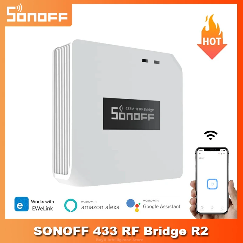 Sonoff-mando a distancia RF Bridge R2 433, a través de la aplicación Ewelink dispositivo inalámbrico, funciona con Alexa y Google Home