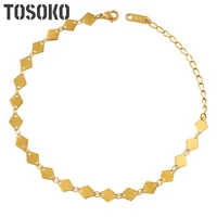 tosoko stainless steel jewelry ankle exposed diamond patch stitched anklet womens fashion beach chain bss069