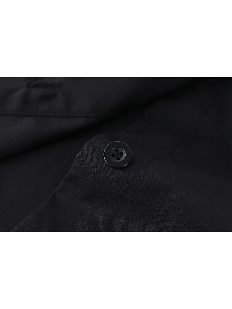 Женская свободная черная рубашка с отложным воротником корейские весенние