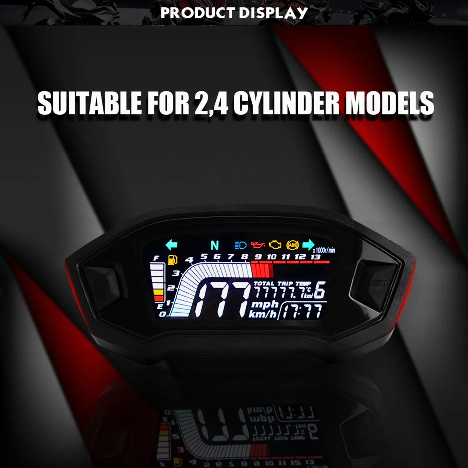 Универсальный цифровой спидометр для мотоцикла с ЖК-дисплеем 13000 об/мин
