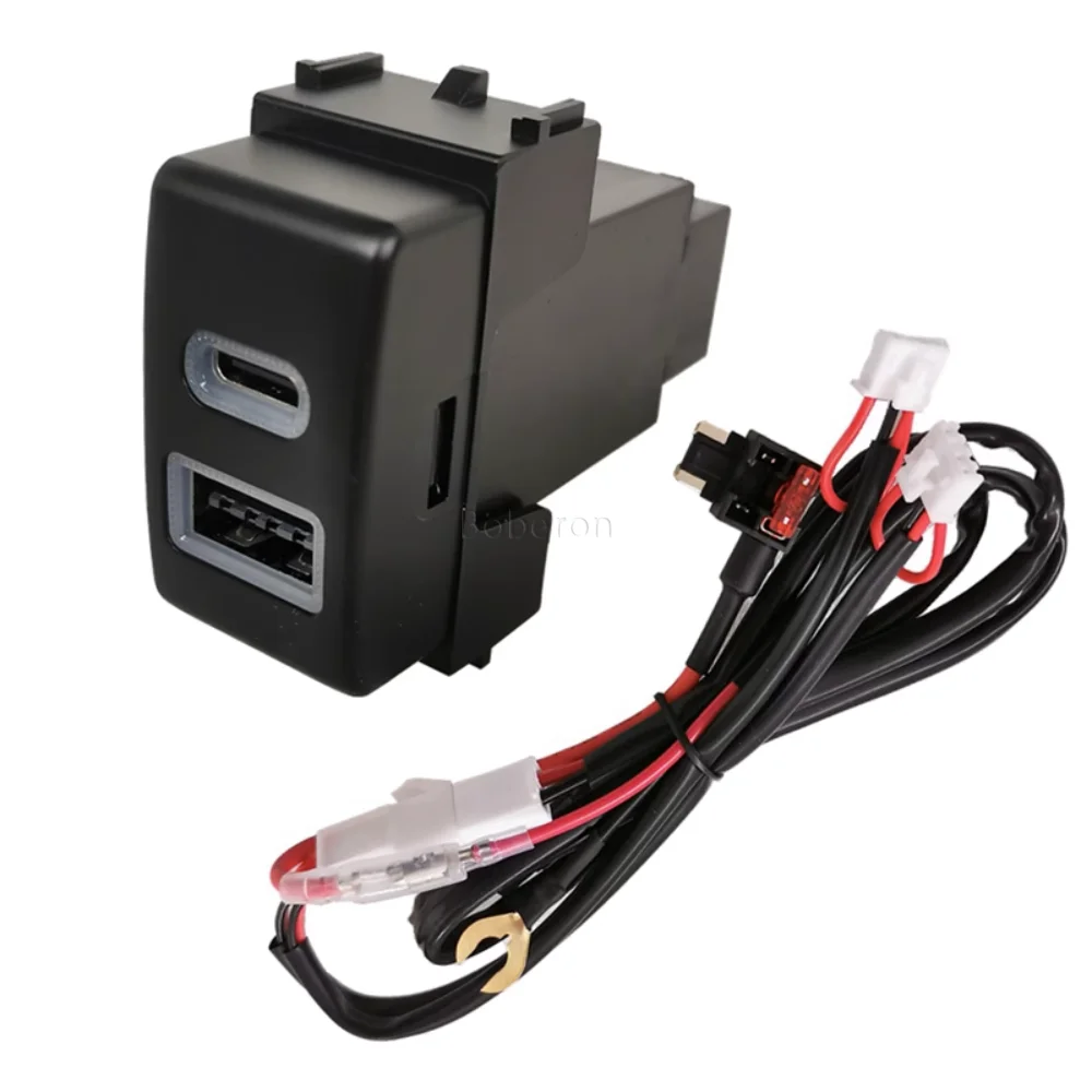 

1pc Refitted Car Audio Interface fast Charger QC3.0 Type-c Dual Charging Audio Data Socket for Nissan Patrol Y62