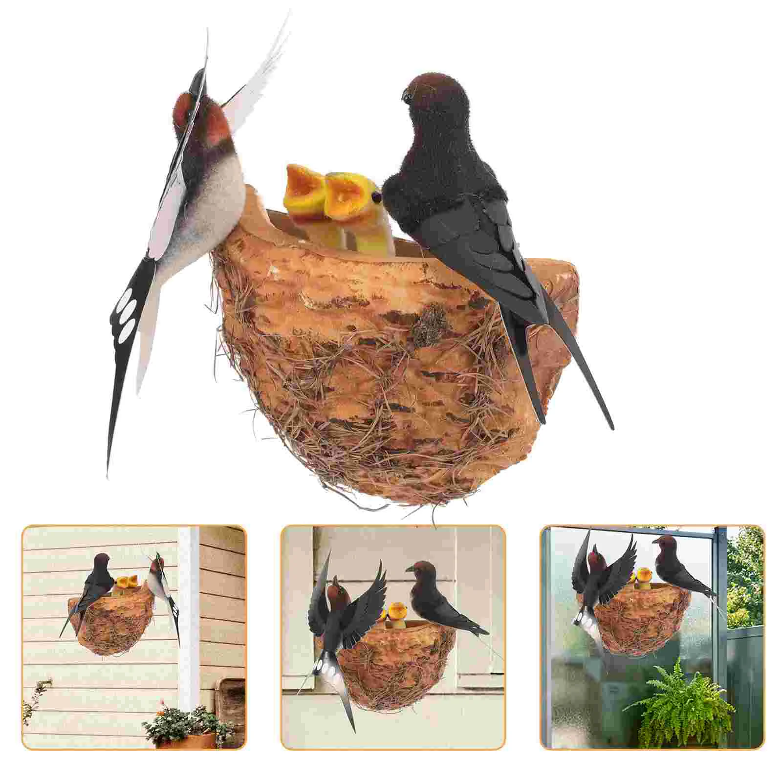 

Swallow Nest Decoration Bird Farmhouse Simulation Summer Ornaments Miniature Home Model Adornment Garden Patio Tree