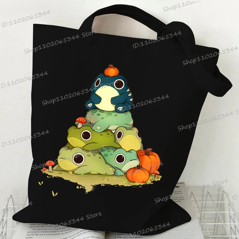 Забавные сумки с акварельными грибами и лягушкой женские мужские модные на плечо