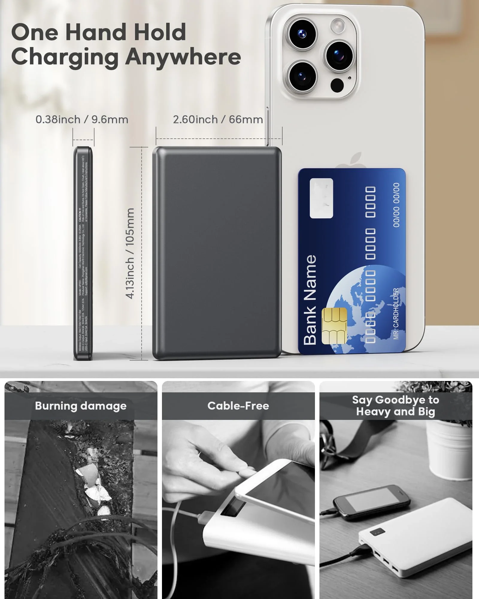 Для аккумуляторной батареи Magsafe тонкий магнитный беспроводной портативный блок