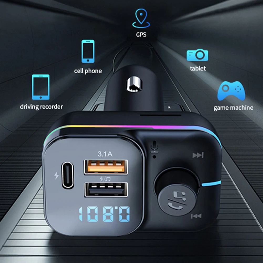 

Trim Car Bluetooth MP3 Player 12-24V ABS Accessory C24S Charger Dual USB SD Card Playback Support U Disk TF Card