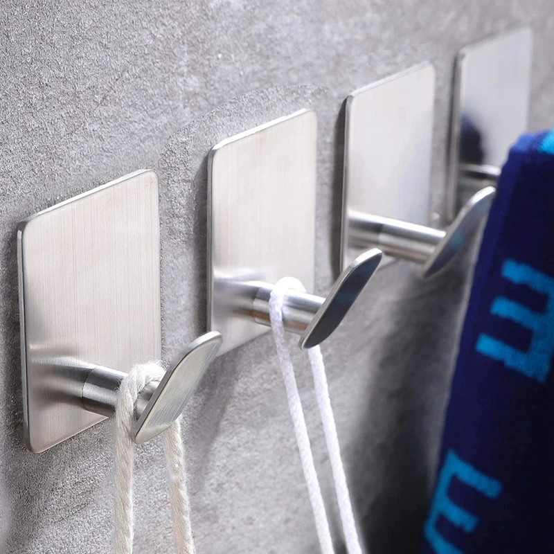 

Adhesive Towel Hook SUS304 Stainless Steel Robe Coats Hats Hanger For Bathroom Wall Hook Shower Kitchen Living Room Depot Hooks