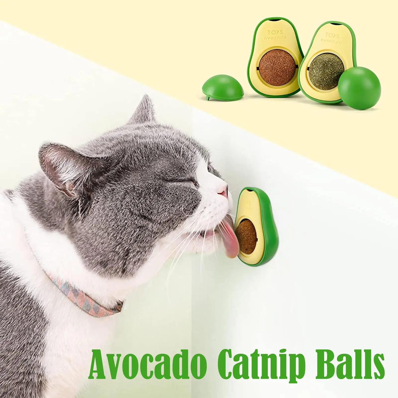 

Кошачья лижущая игрушка для домашних животных, кошачья мята, игрушка для кошачьей мяты, шар из натуральной авокадо, мятные шарики, снэки для ...