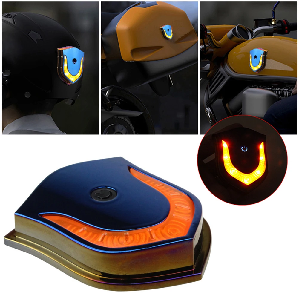 New USB Rechargeable Motorcycle Helmet LED Light Wireless Smart Safety Signal Warning Lamp For Night Riding Helmet Accessories