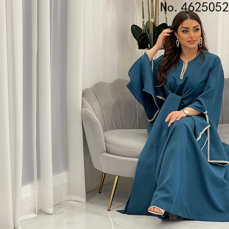 

2022 Eid Dubai Abayas для женщин Рамадан мусульманское модное платье с расклешенными рукавами элегантные платья в африканском стиле размера плюс ...