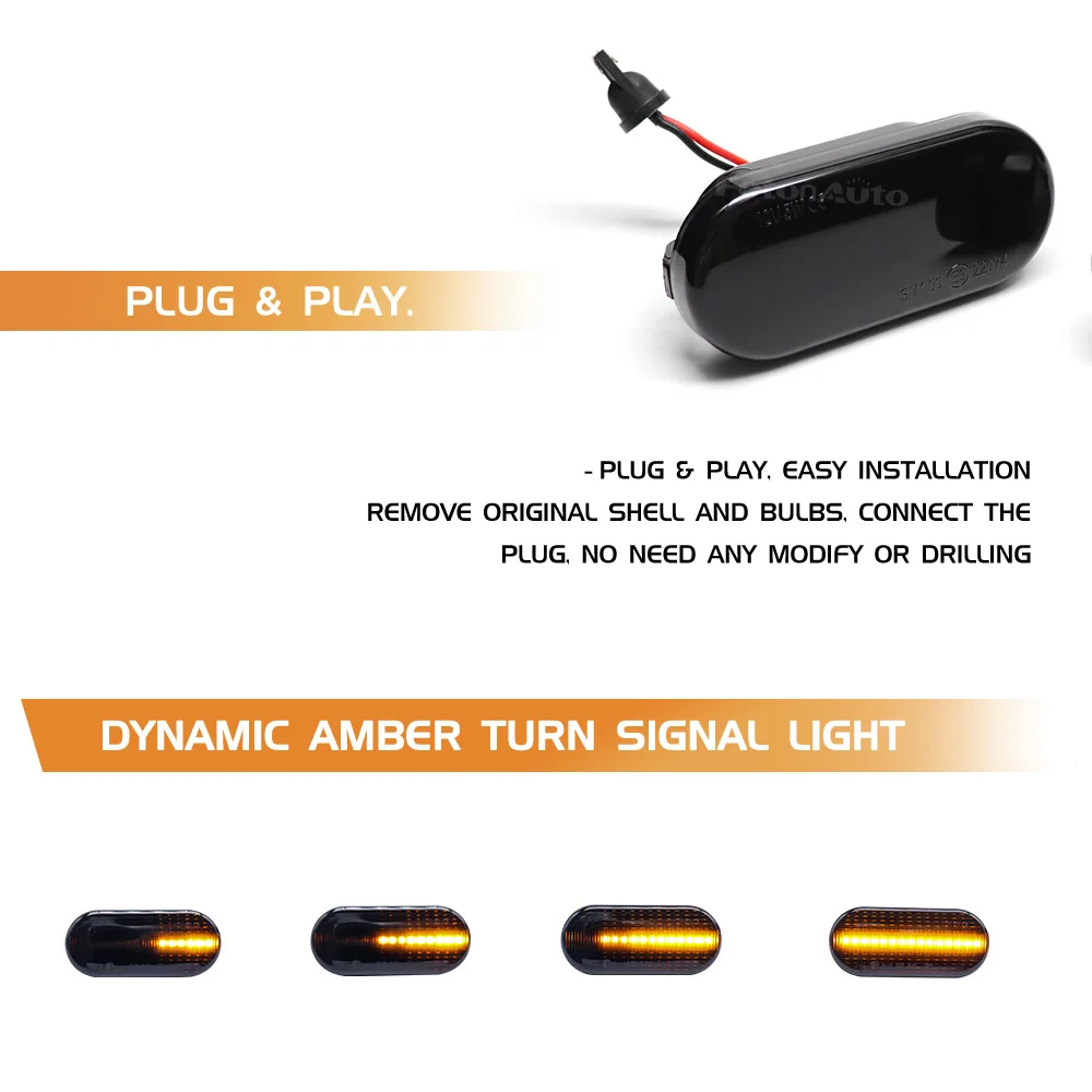 2PCS Turn Signal Light Side Marker Dynamic Lamp For SEAT Leon Ibiza 6L Ford Focus MK2 Volkswagen Golf 3 4 Lupo Passat Polo 6N 9N images - 3