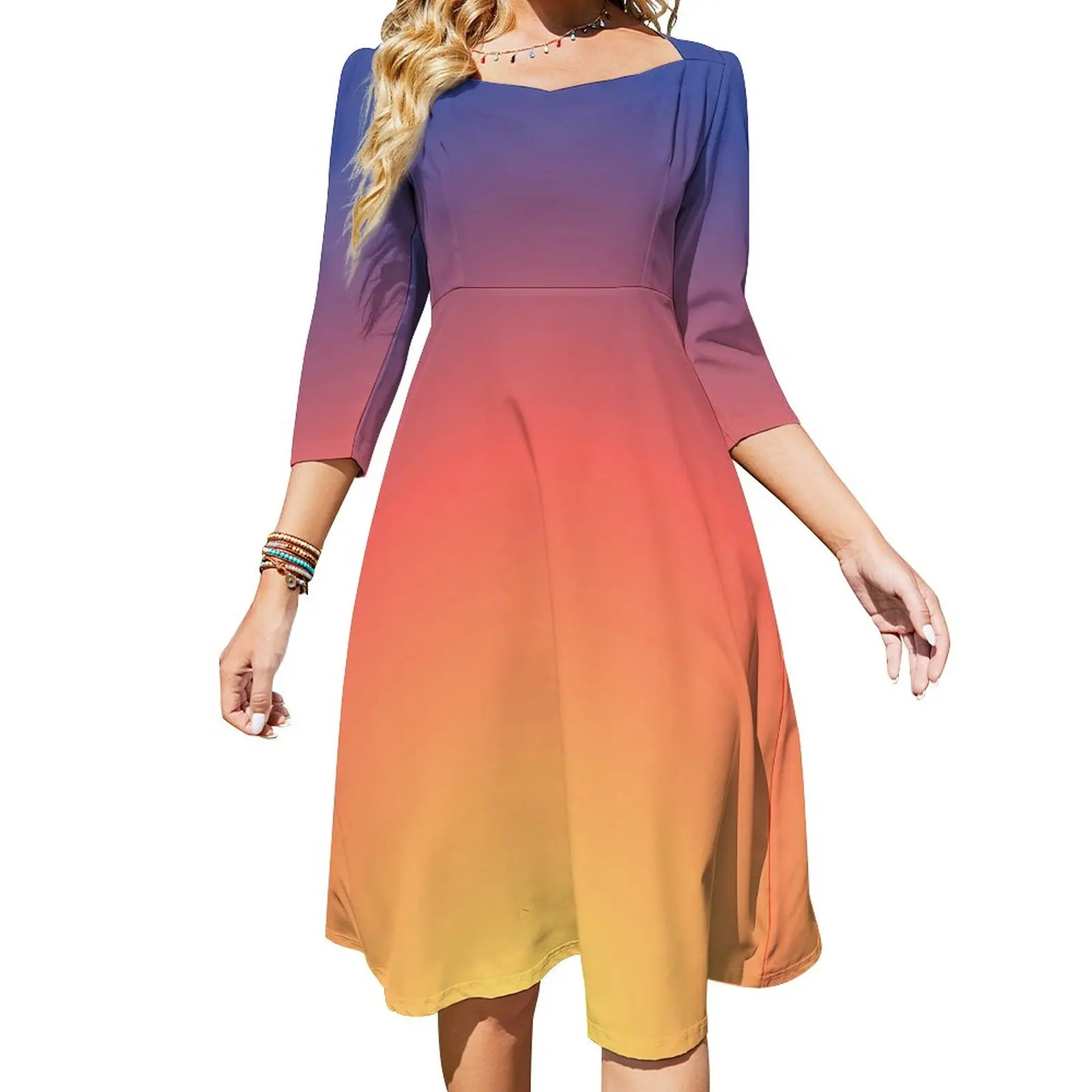 

Платье женское оверсайз с принтом Омбре, пикантное повседневное цветное платье с заката, в стиле модерн, подарок на день рождения, на лето