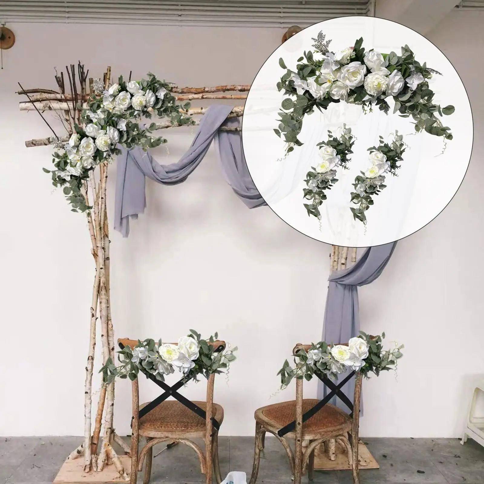 

3Pcs Arch Flowers Kit Garland Rose Flower for Wedding Decor Window Display