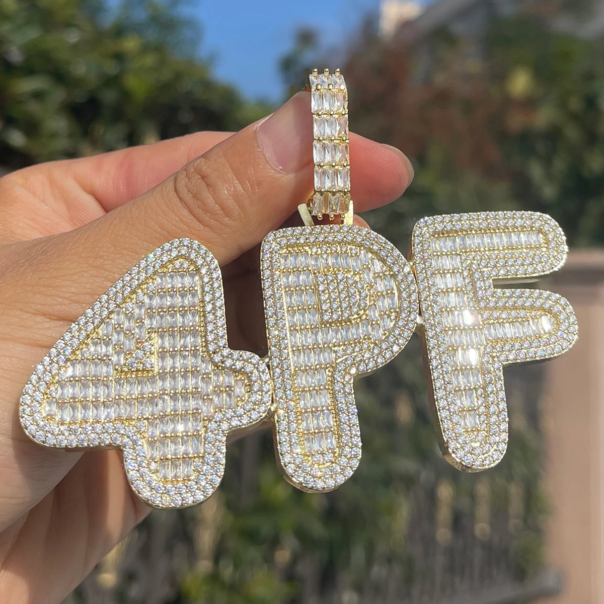 Ожерелье с буквами Bubble Micro Pave на заказ для мужчин Iced Out Baguette персонализированные