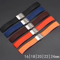soft watch strap for samsung huawei iwc tudor watch 16mm 18mm 20mm 22mm 24mm silicone watchband with folding buckle clasp