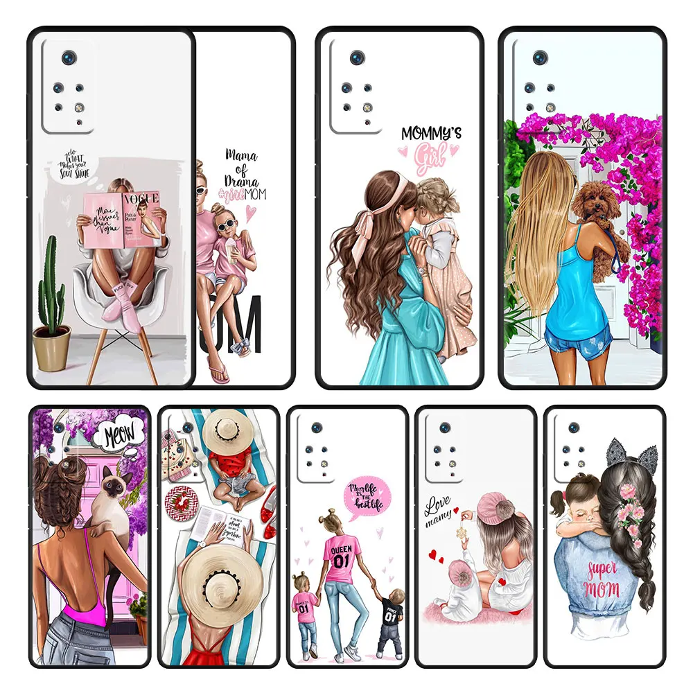 

For Redmi 10 9C K40 9 9T 11 Pro 9A 9S 8 7 K40S 10C 8T Super Mom Family with love Celular Funda Full Silicon