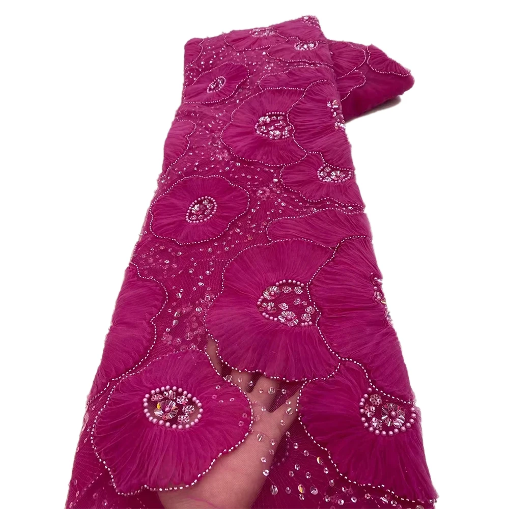 Африканский модный дизайн 3D вышивка ручной работы гребешок кружево с бусинами