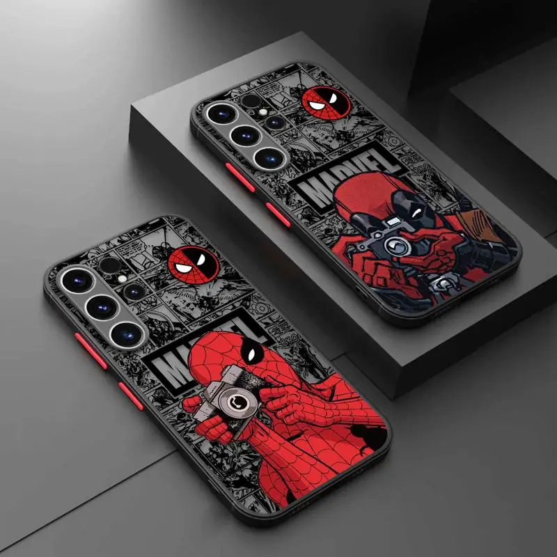 Матовый чехол из ТПУ для Samsung Galaxy S23 S22 S21 S20 FE Ultra S10 S9 S8 Plus Note 10Plus 20Ultra Marvel Дэдпул VS Человек-паук любовь