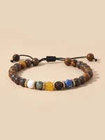 oaiite 6mm yellow tiger eye stone bracelets handmade braided chain bracelets bangles pulsera jewelry best friend couple gift