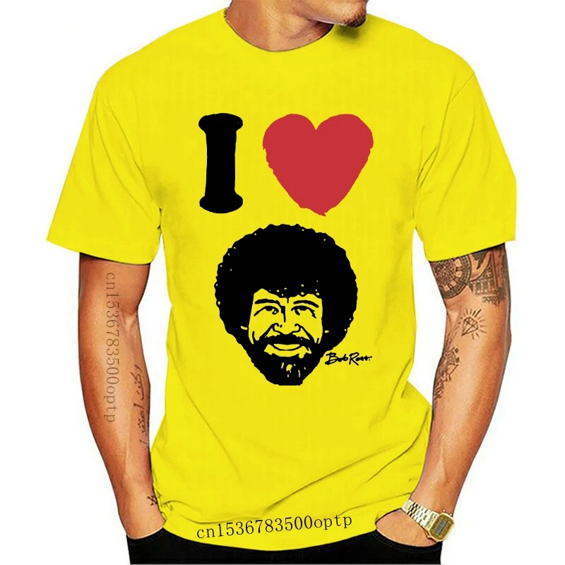 

New Bob Ross I Heart T Shirt Men Women Vintage O Neck TEE Shirt 100% Cotton T-shirt
