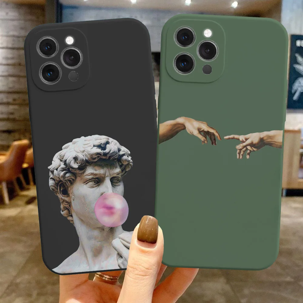 

Great Art Aesthetic David Phone Case For iPhone 11 12 13 14 Pro XS Max X XR 7 8 14Plus 13Mini Candy Color Soft Silicone TPU Case