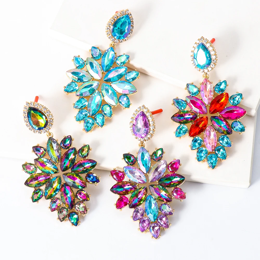 

New Designer Jewelry Statement Crystal Dangle Drop Earrings for Women Luxury Baroque Rhinestone Earrings 2022 Trend Pendientes