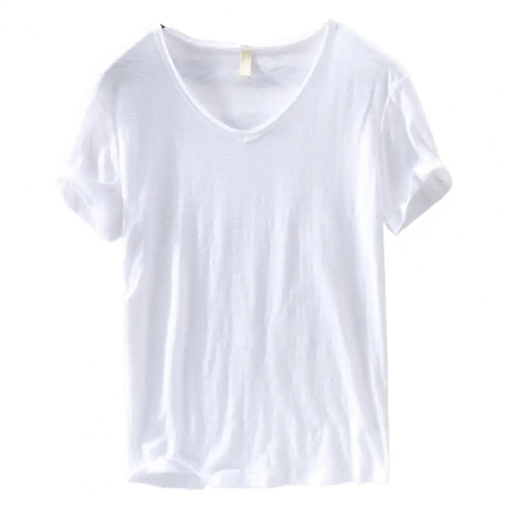 

Мужская дышащая футболка, стильная мужская футболка с V-образным вырезом, дышащая Легкая однотонная Повседневная летняя футболка для мужчин