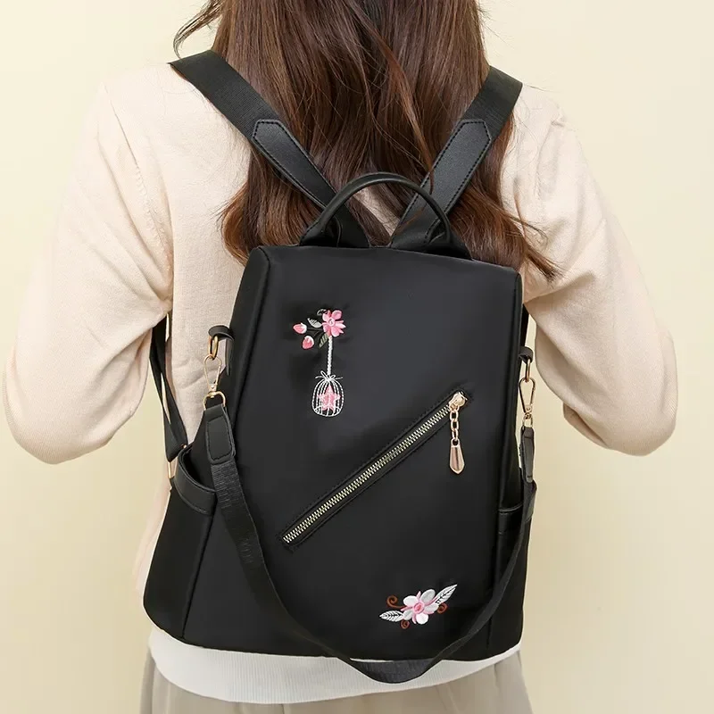 Нейлоновые повседневные женские модные рюкзаки с вышивкой большая вместимость